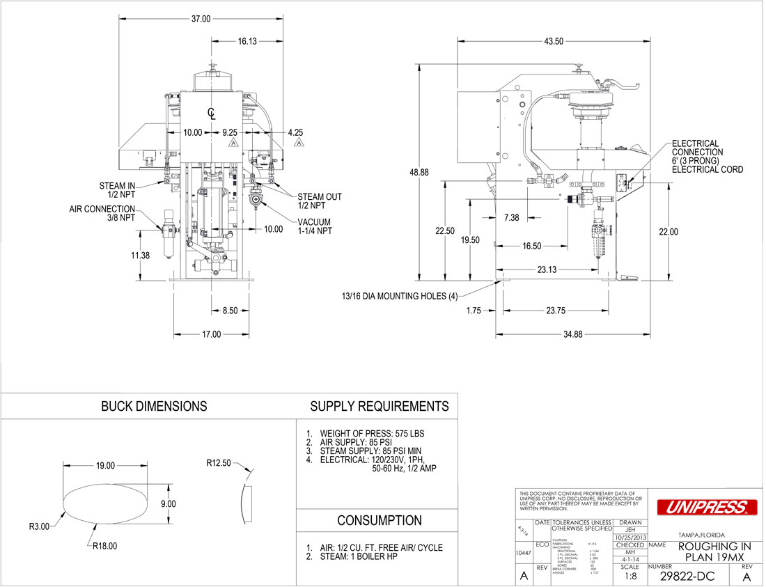 19MX Roughing-In Drawing