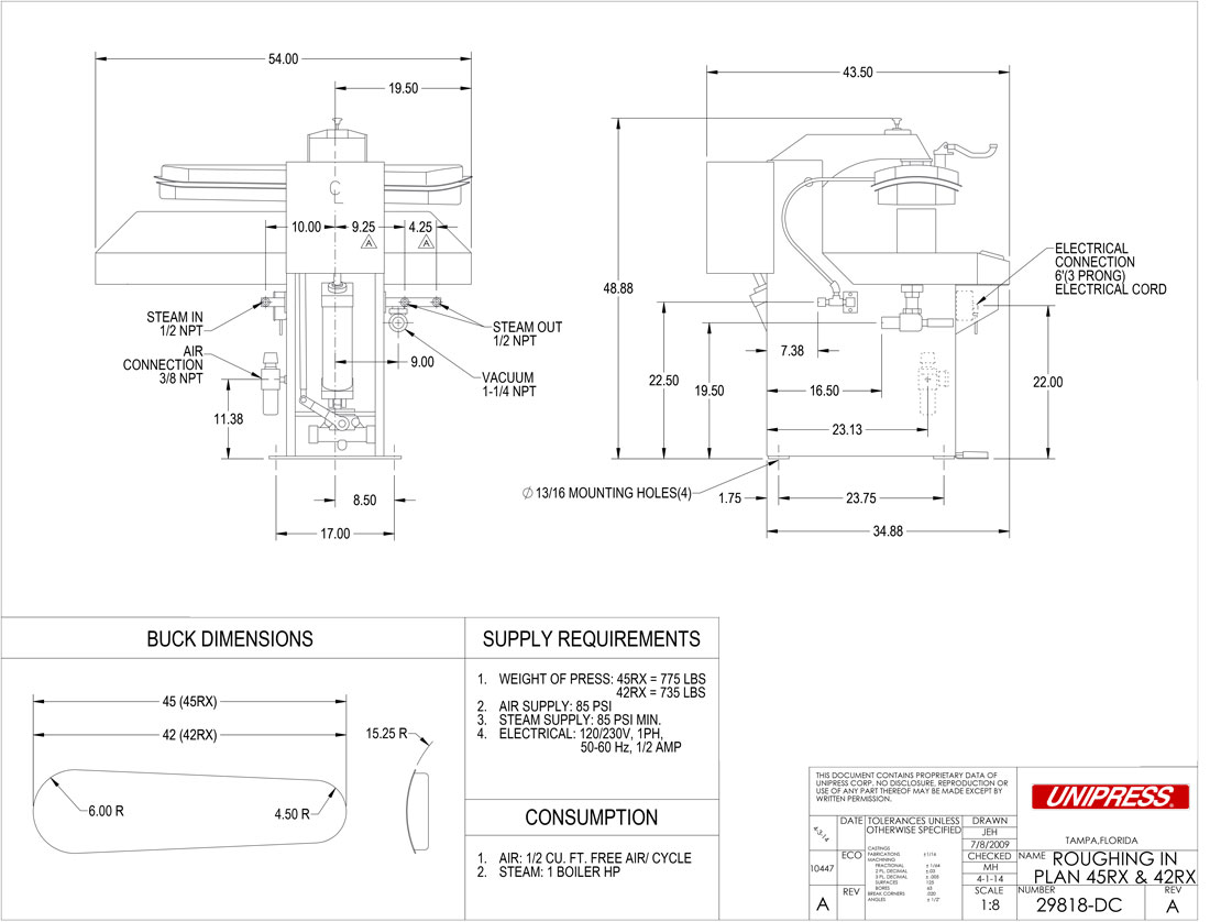 42RX Roughing-In Drawing