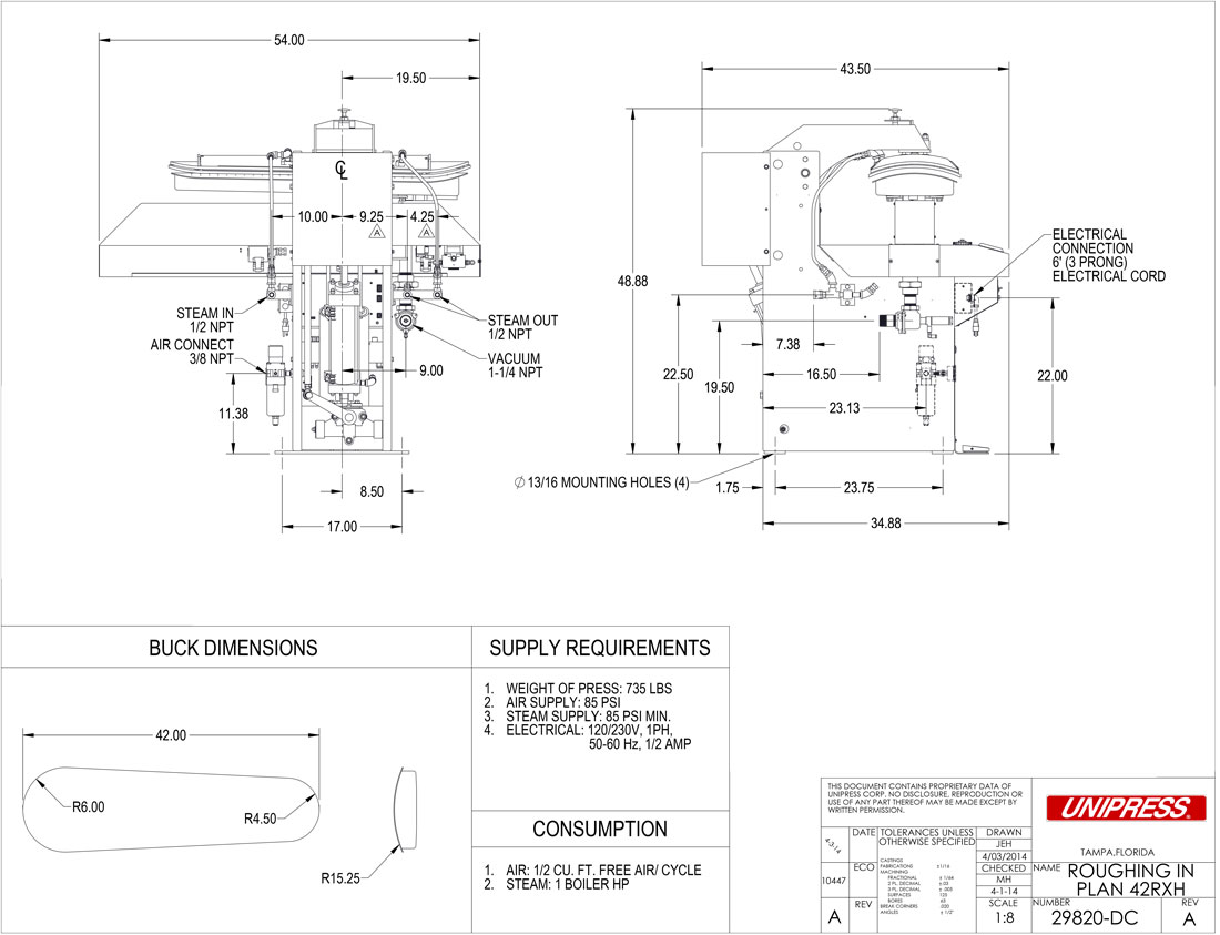 42RH Roughing-In Drawing