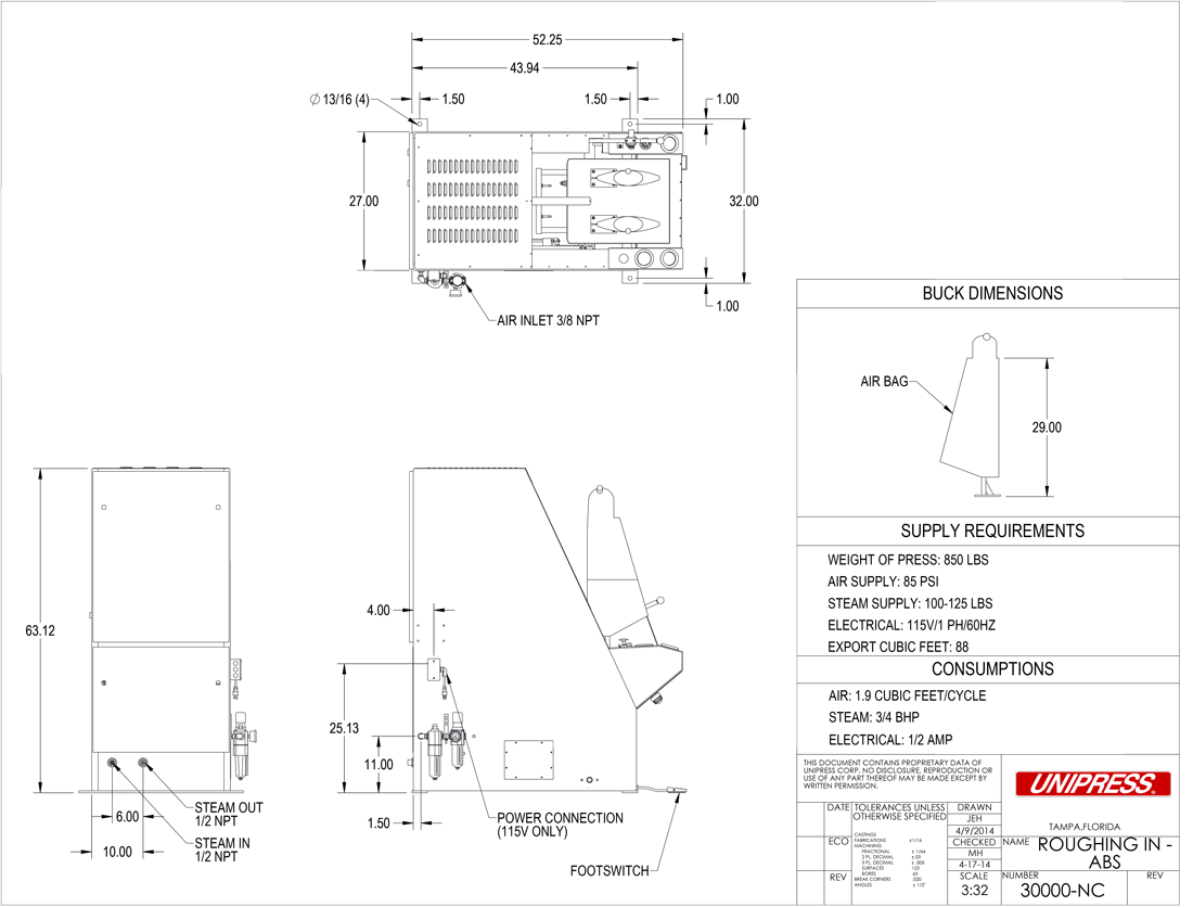 ABS Roughing-In Drawing