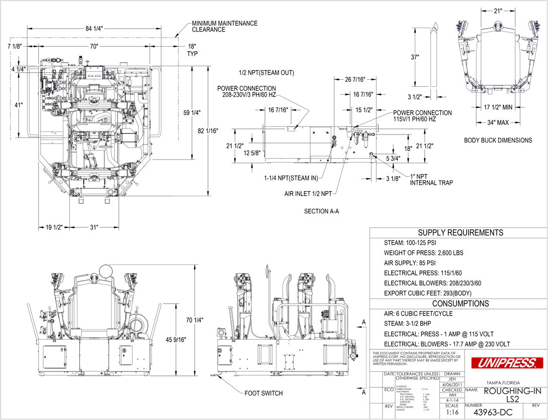 LS2 Roughing-In Drawing