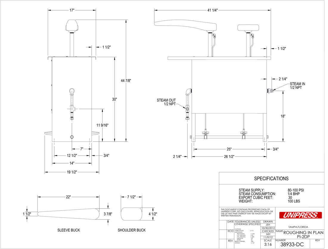 PI2DP Roughing-In Drawing