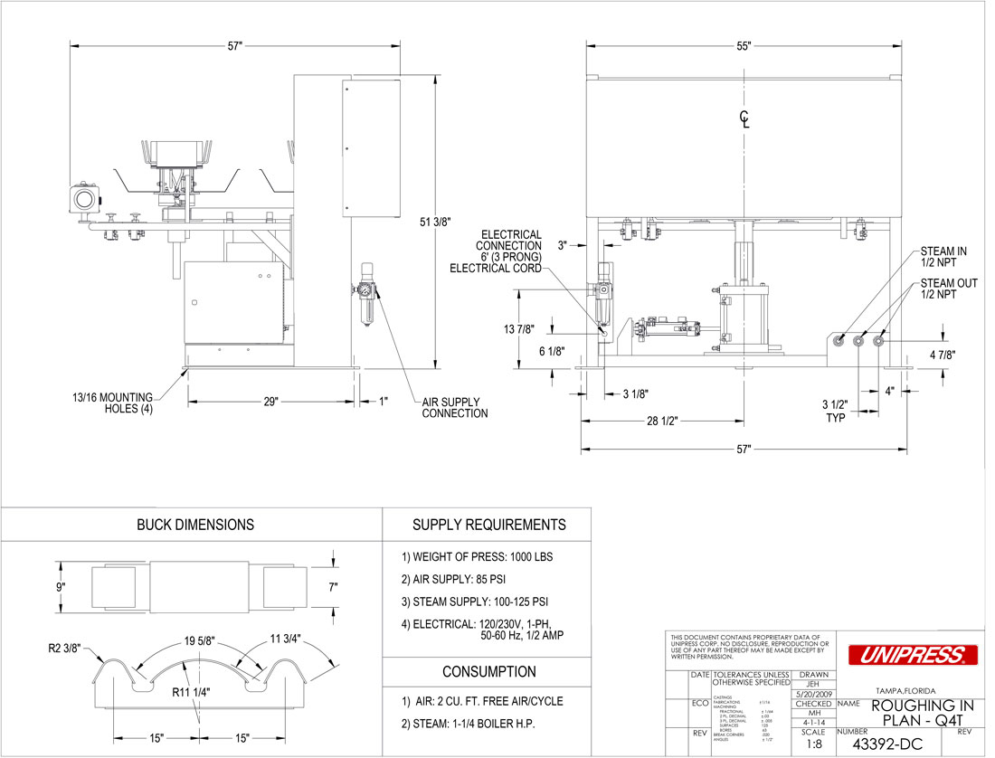 Q4T Roughing-In Drawing