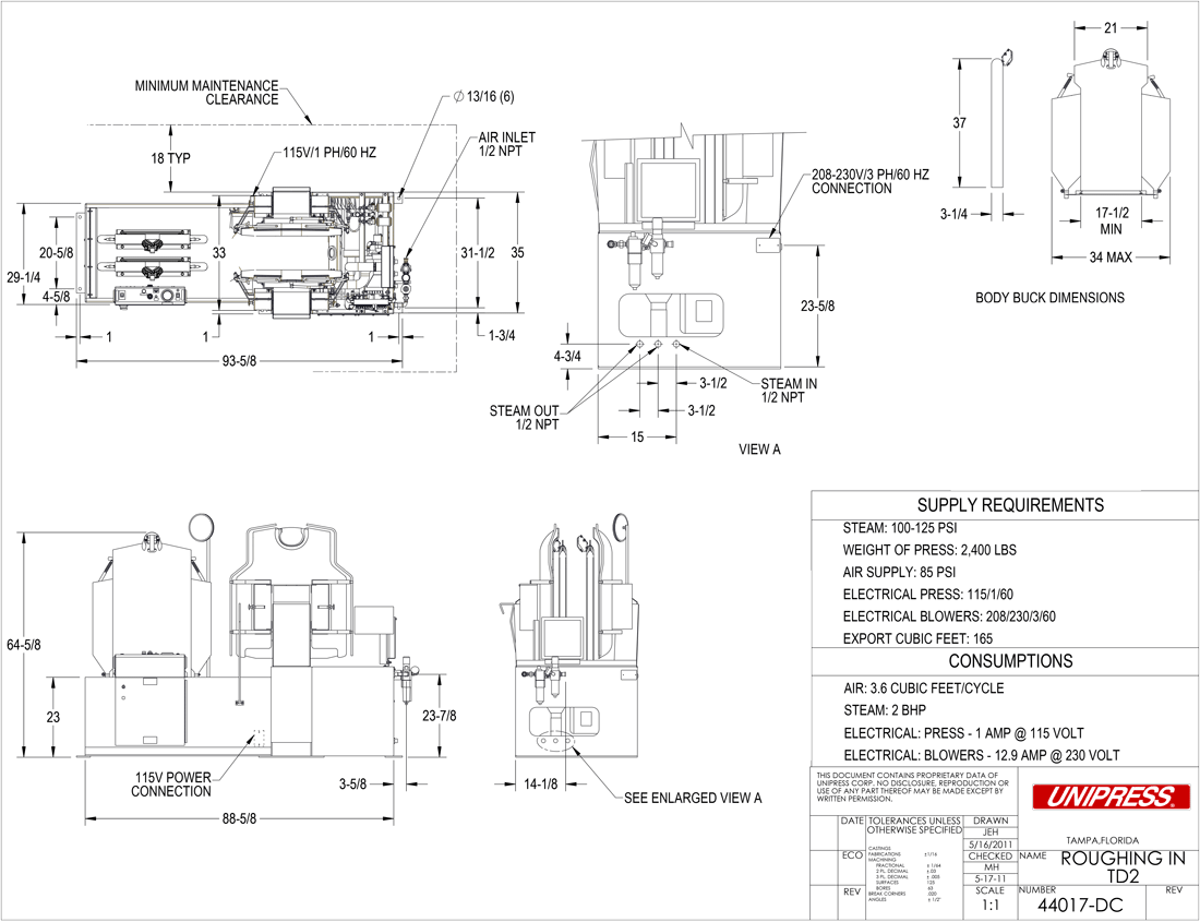 TD2 Roughing-In Drawing