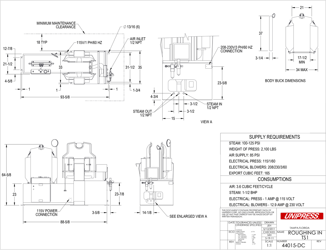 TS1 Roughing-In Drawing