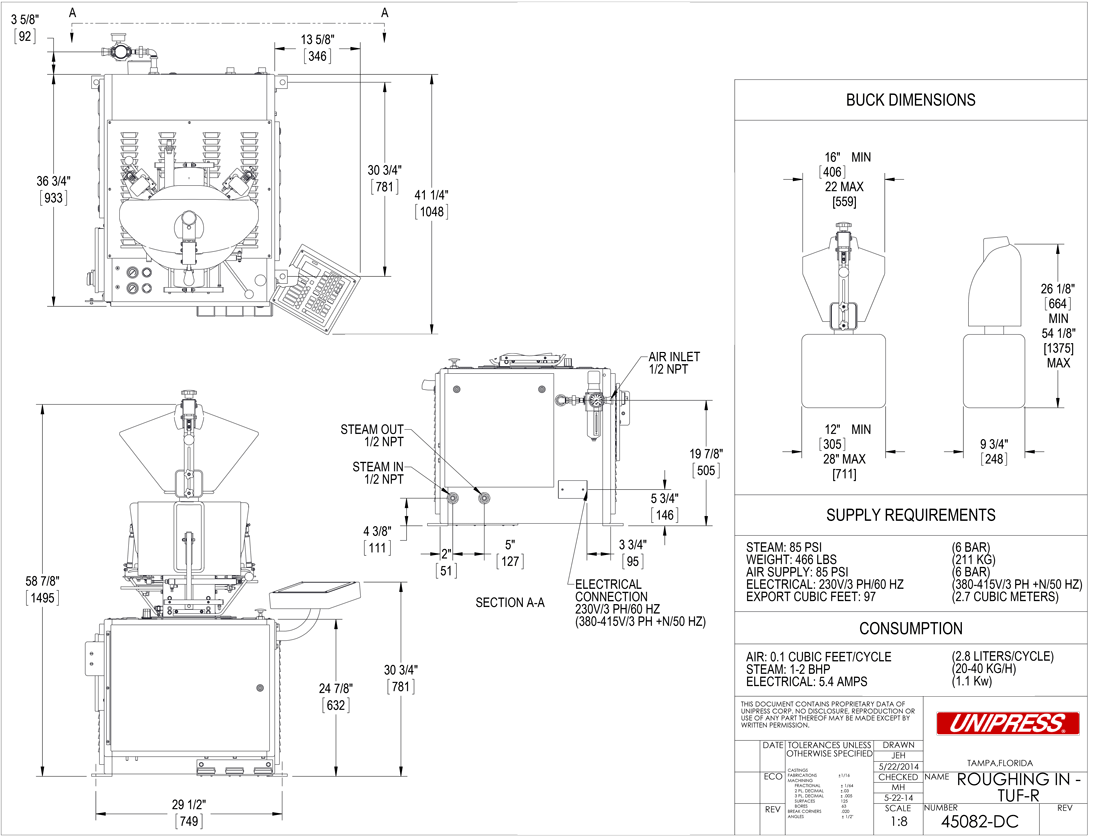 TUFR Roughing-In Drawing