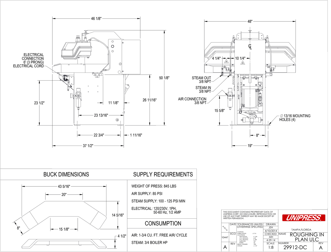 ULC Roughing-In Drawing