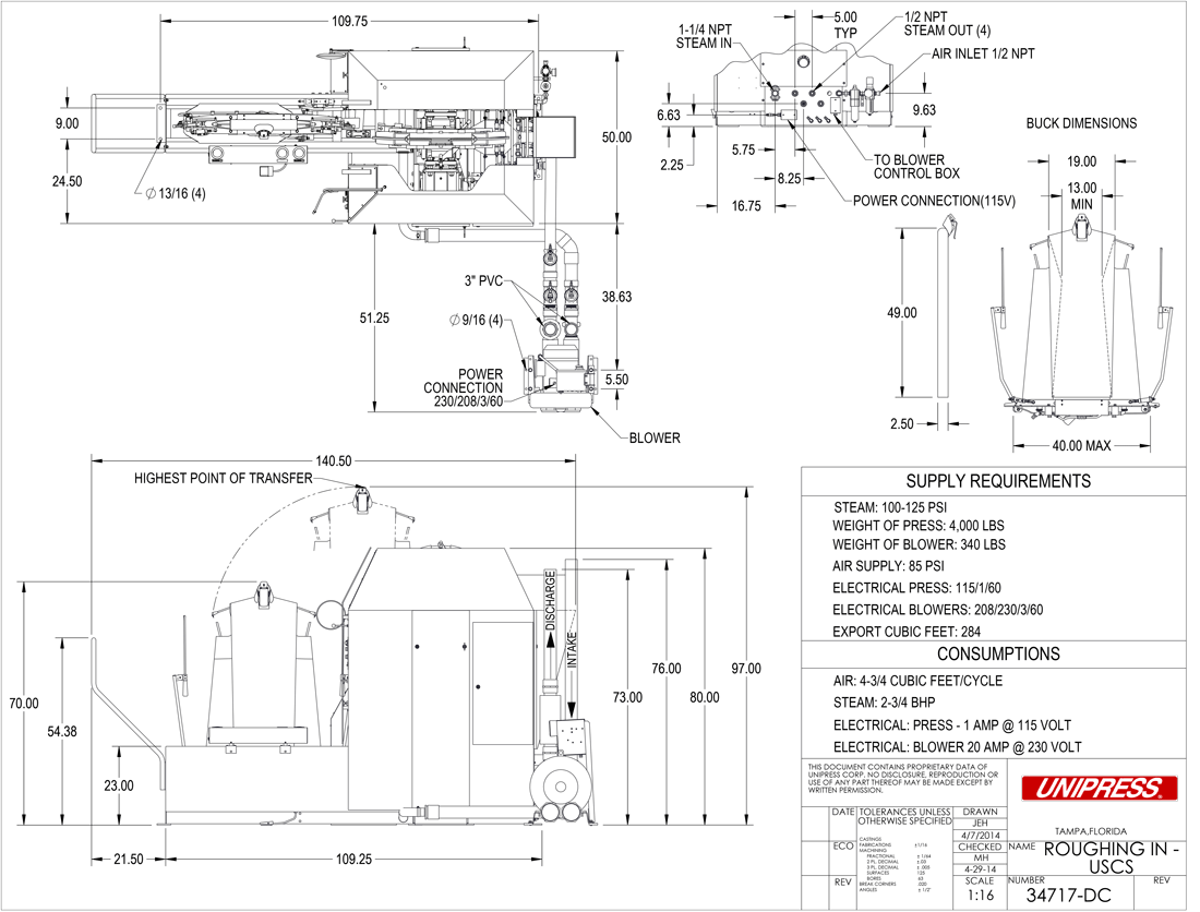 USCS Roughing-In Drawing